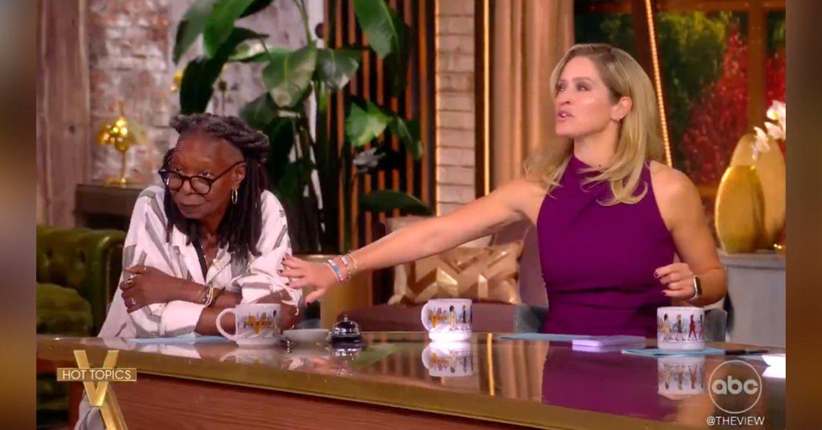 Photo of Whoopi Goldberg gave side-eye throughout her costar's comments.