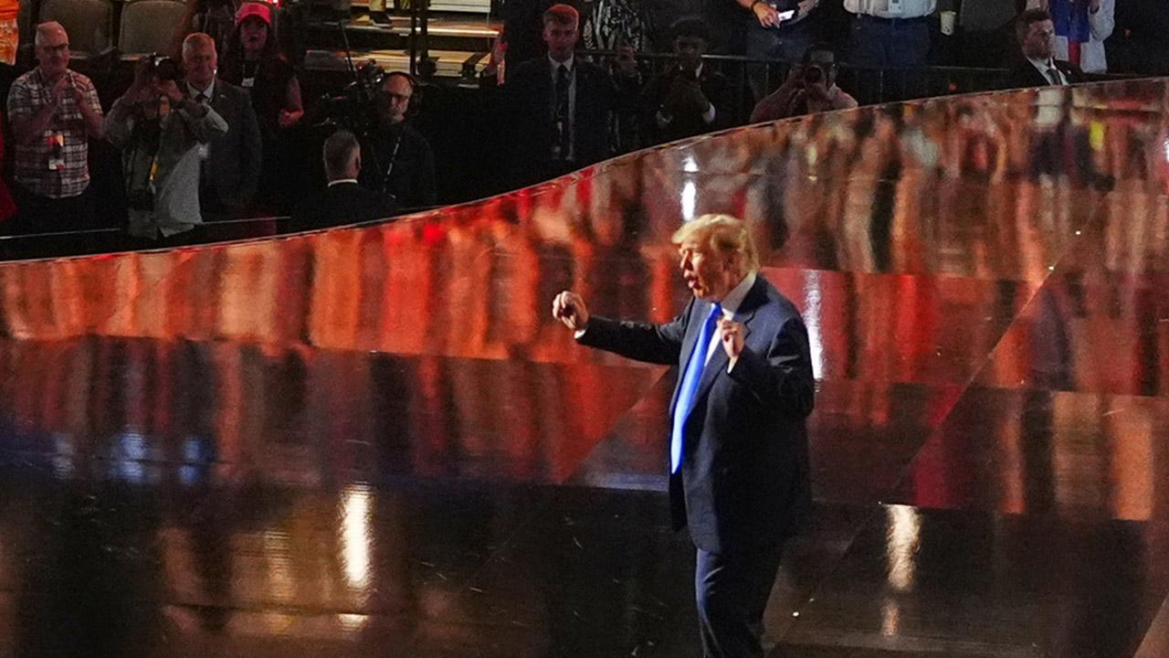 Image of Erika Kirk watched from the crowd as President Donald Trump delivered his keynote address at the Dallas convention.