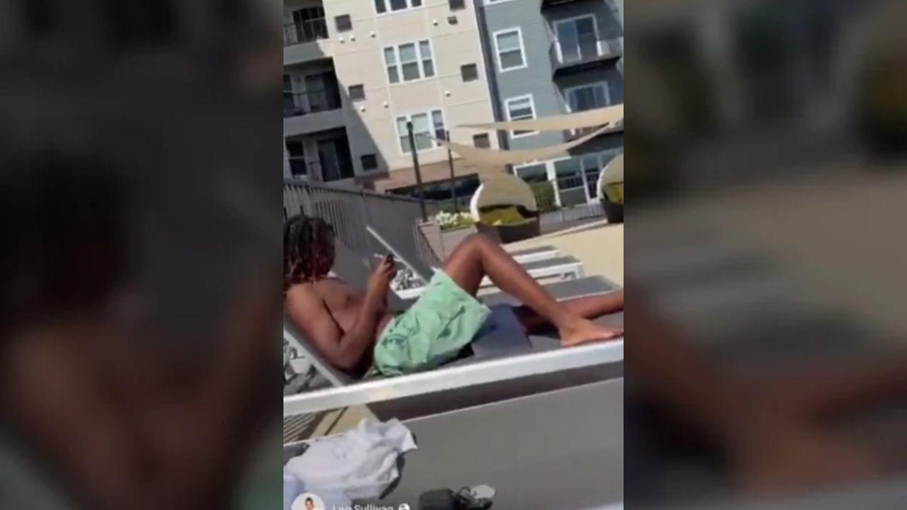 Image of the Black dad was the only Black man at the pool, and he was the only person asked to show an ID by the woman.