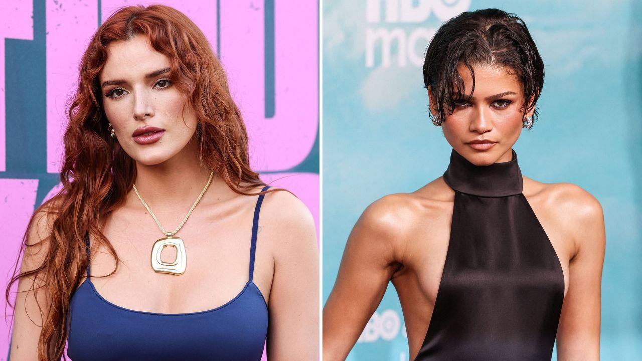 Split photo of Bella Thorne and Zendaya