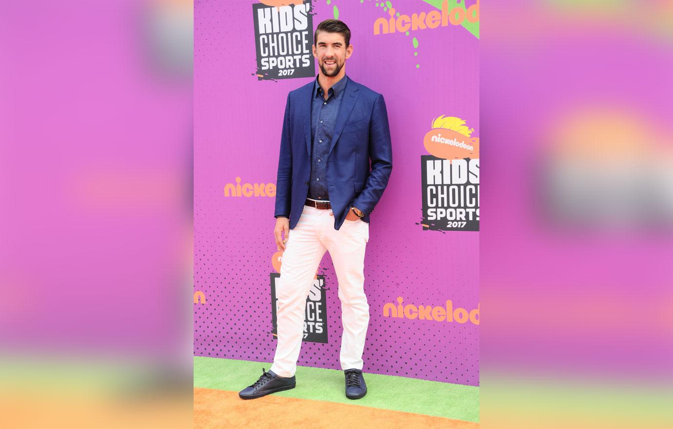 Michael phelps on red carpet for kids choice sports