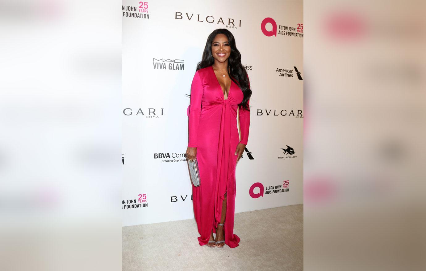 Kenya moore pink slick dress