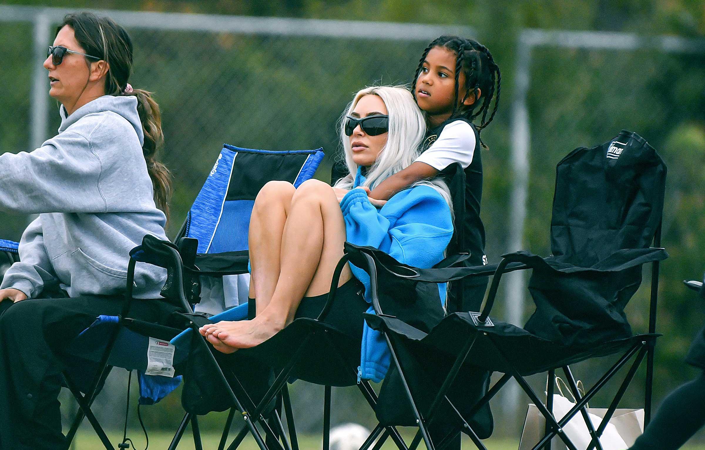 kim kardashian ignores kanye west screaming sons soccer game