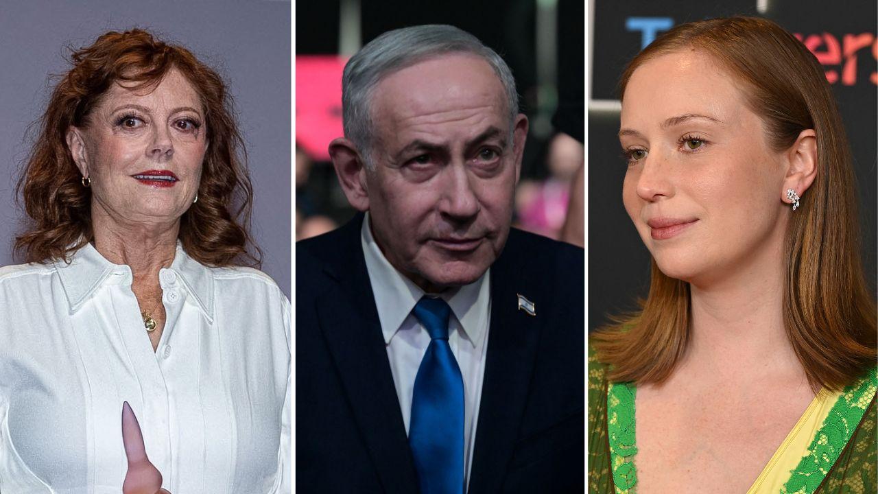 Photo os Susan Sarandon, Benjamin Netanyahu and Hannah Einbinder