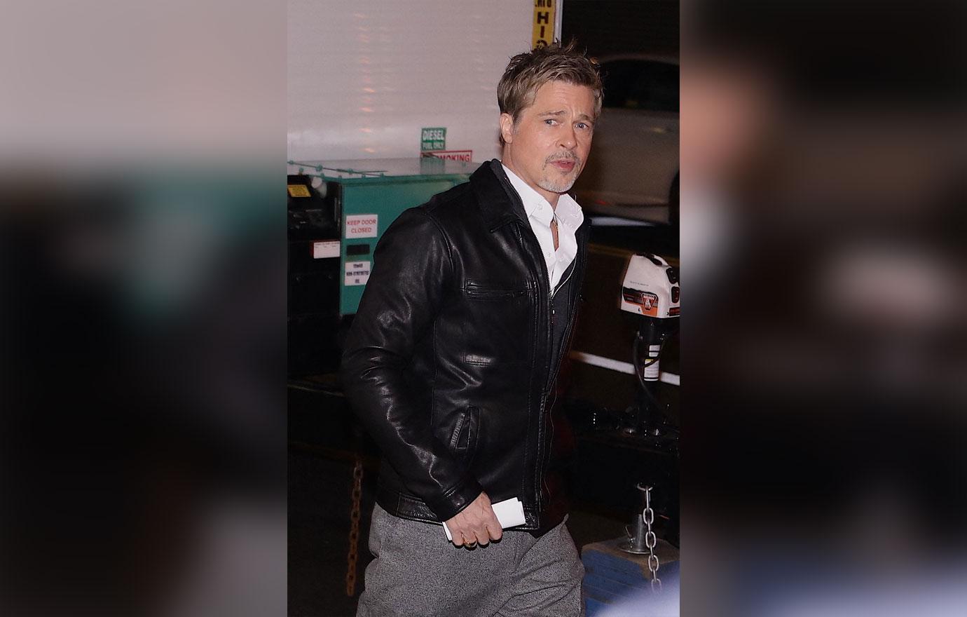 brad pitt is spotted arriving on nd day of filming