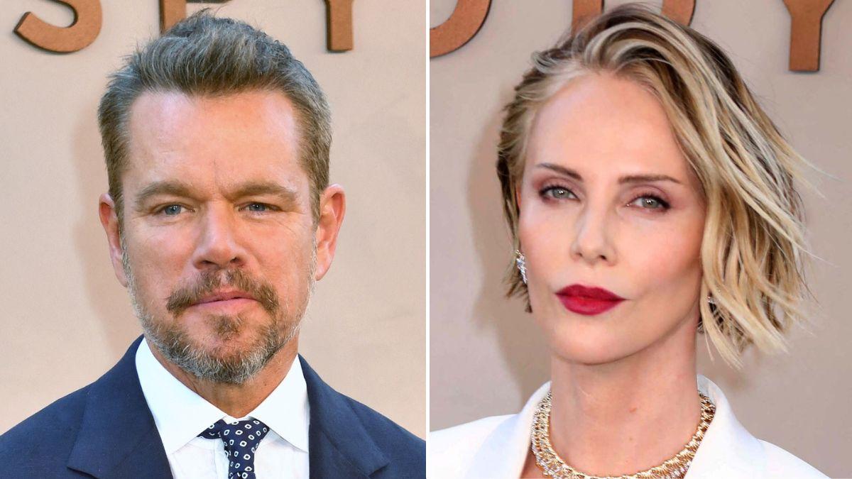 split image of Matt Damon and Charlize Theron