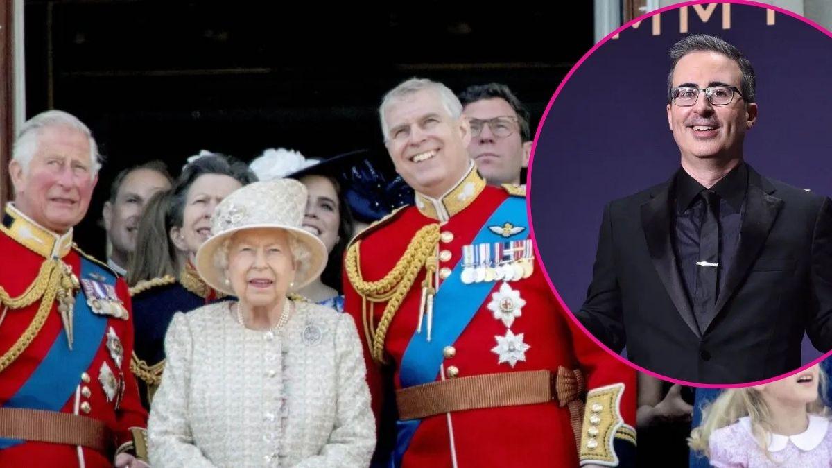 image of royal family, inset John Oliver 