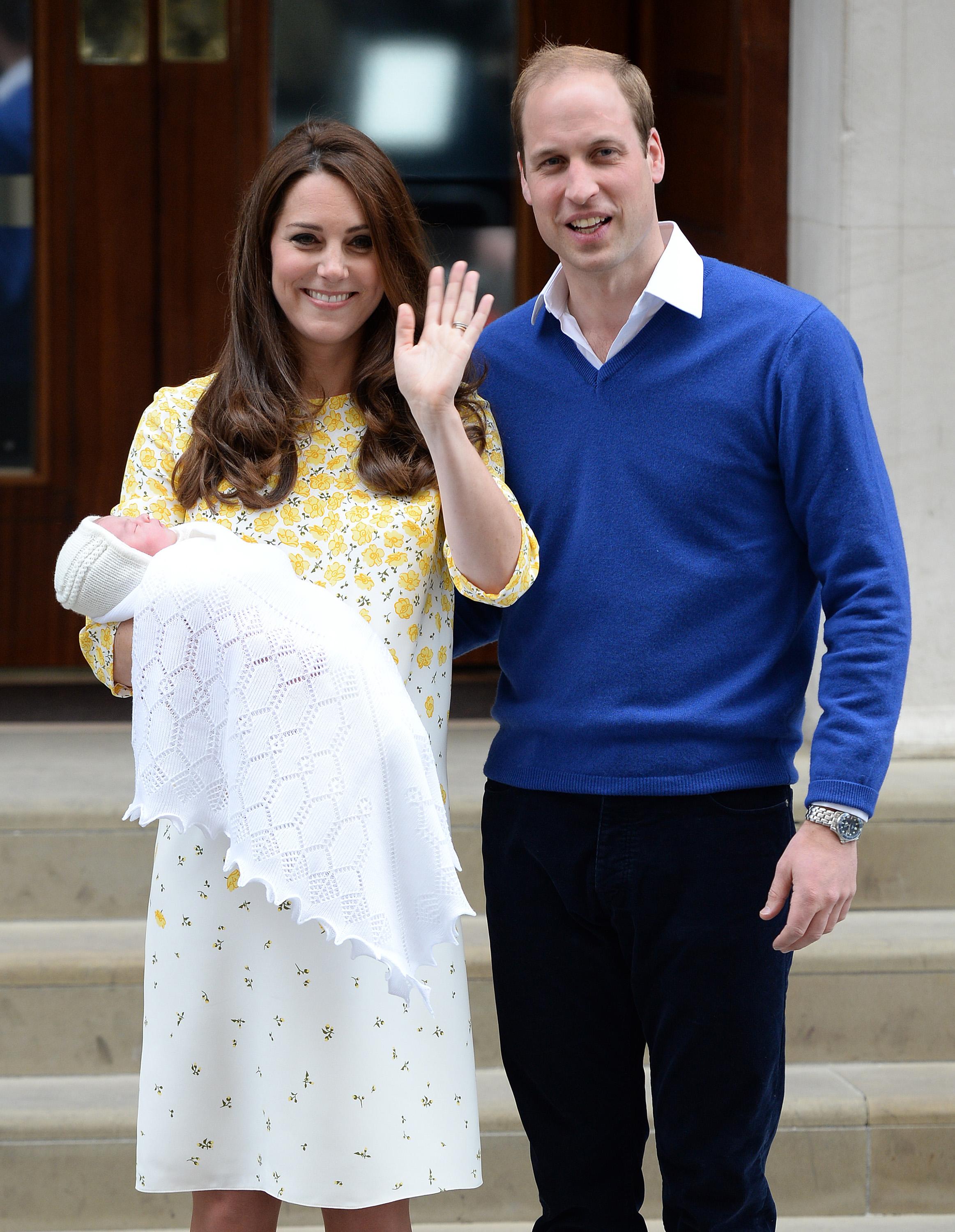 The Duke and Duchess of Cambridge and The Princess of Cambridge leave the Lindo Wing