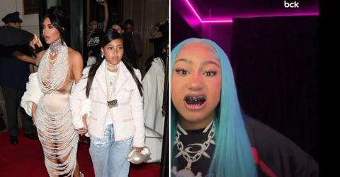 image of Kim kardashian and north west, split of north west