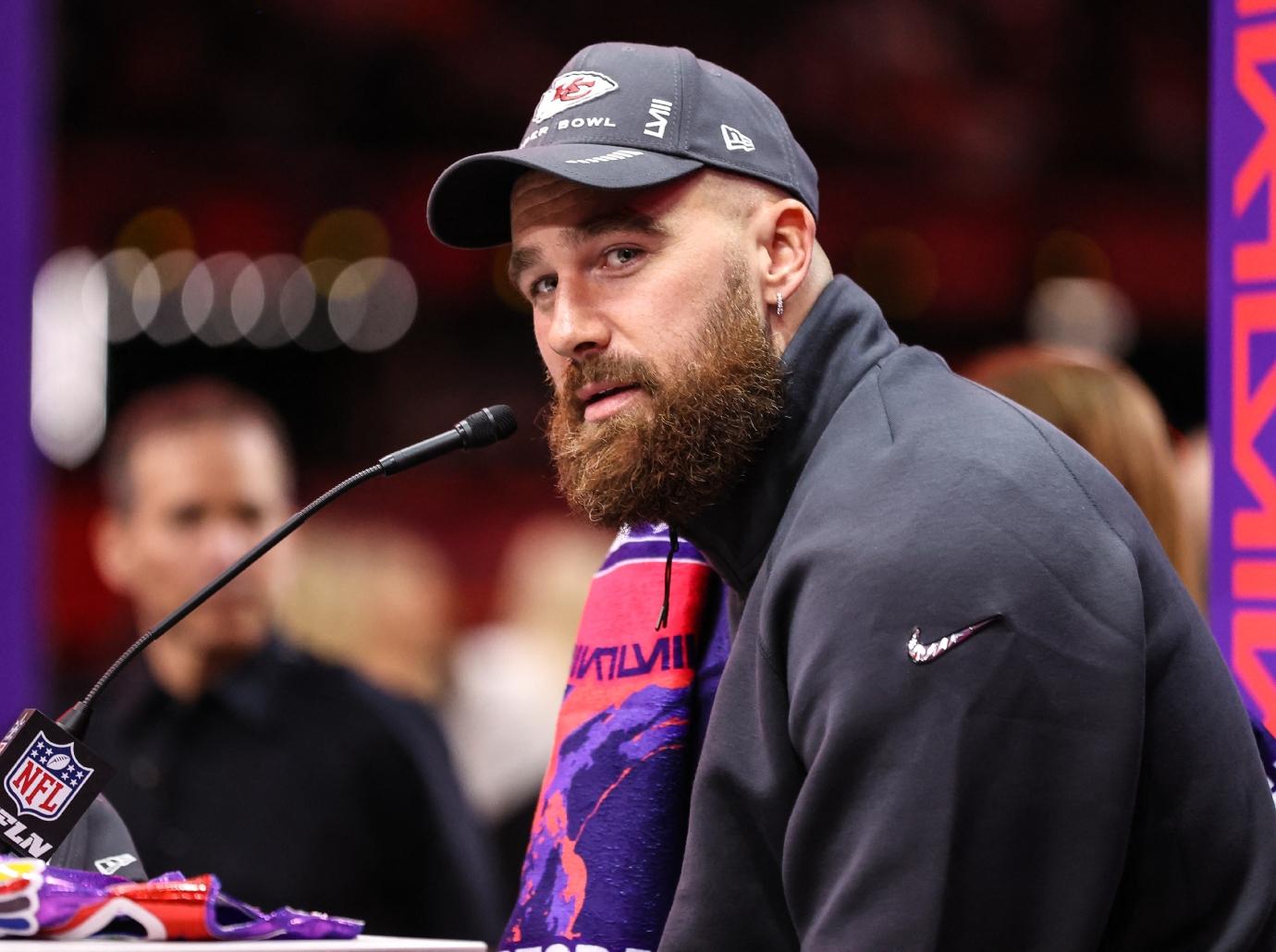 travis kelce harrison butker cherish teammate commencement speech