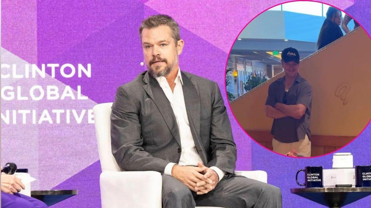 Split photo of Matt Damon