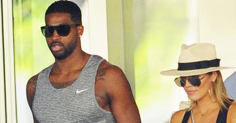 Tristan Thompson holds hands with Khloe Kardashian after shopping at Bal Harbor Shops in Bal Harbor