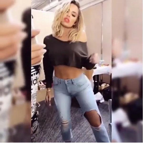 khloe kardashian super skinny snapchat side boob