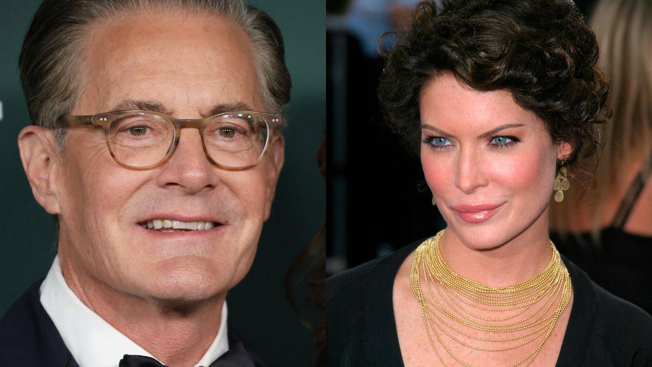 Split image of Kyle MacLachlan with Lara Flynn Boyle.