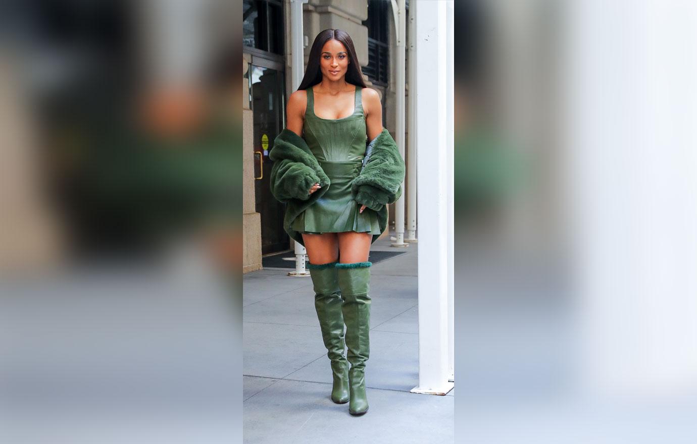 Ciara Wears $1,434 All-Green Dundas x Revolve Outfit To NYFW Show