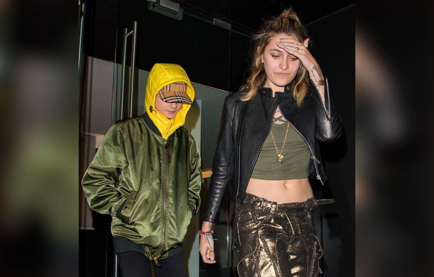 *EXCLUSIVE* Cara Delevingne and Paris Jackson giggled as they made a sneaky exit out of the back door of C restaurant *WEB MUST CALL FOR PRICING*