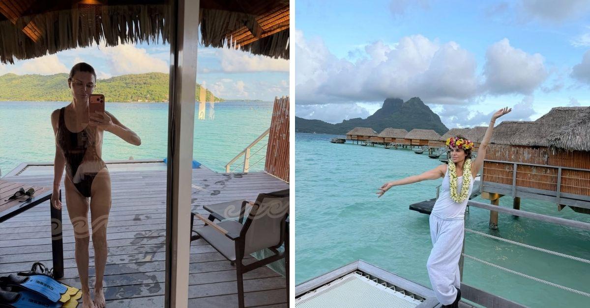 image of The reality star also gave fans a glimpse into her romantic escape with husband Harry Hamlin.