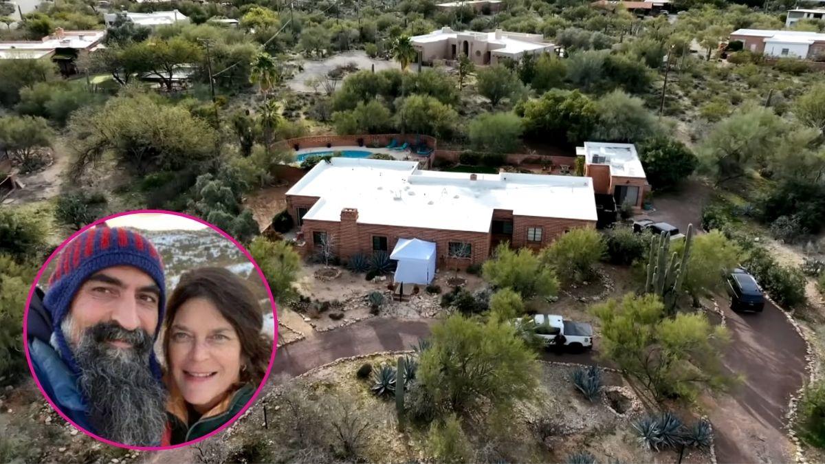 composite photo of nancy guthrie's house and daughter annie guthrie with husband tommaso cioni