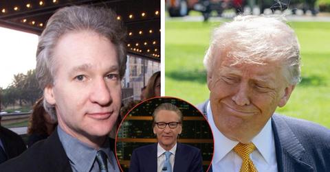 split photo of Bill Maher & Donald Trump