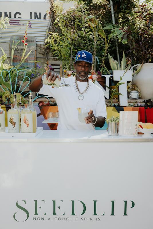 ron finley toasts the seedlip x the ron finley  for the planet partnership launch in los angeles ca with seasonal cocktails made with seedlip non alcoholic spirits