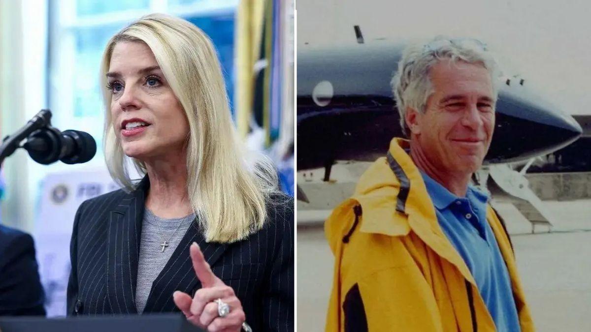 image split of pam Bondi and Jeffrey epstein