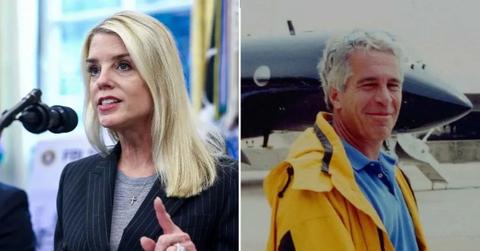 image split of pam Bondi and Jeffrey epstein