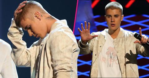justin bieber falls onstage