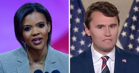 Split photo of Candace Owens and Charlie Kirk.