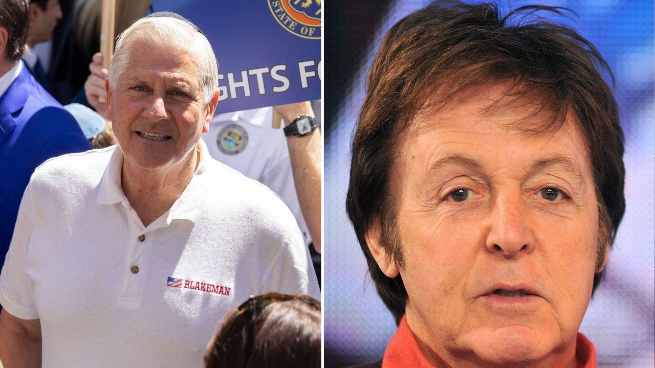 Split photo of Bruce Blakeman and Paul McCartney
