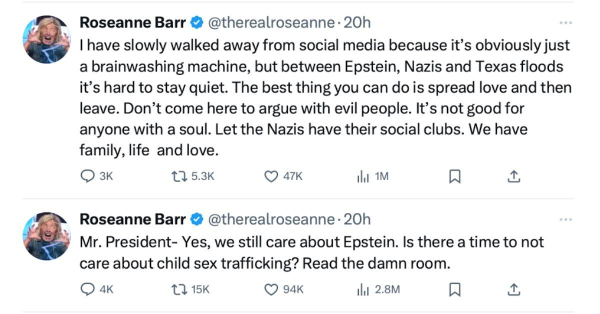 Photo of Roseanne Barr's posts on X