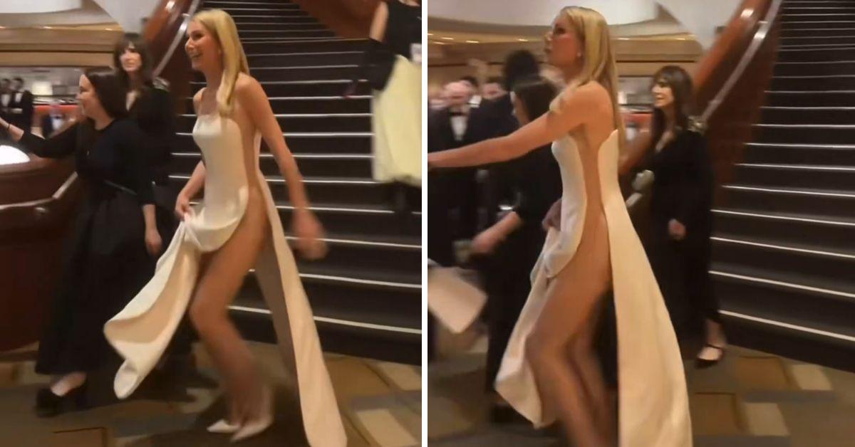 image of Gwyneth Paltrow attended the 2026 Oscars in a daring white gown.