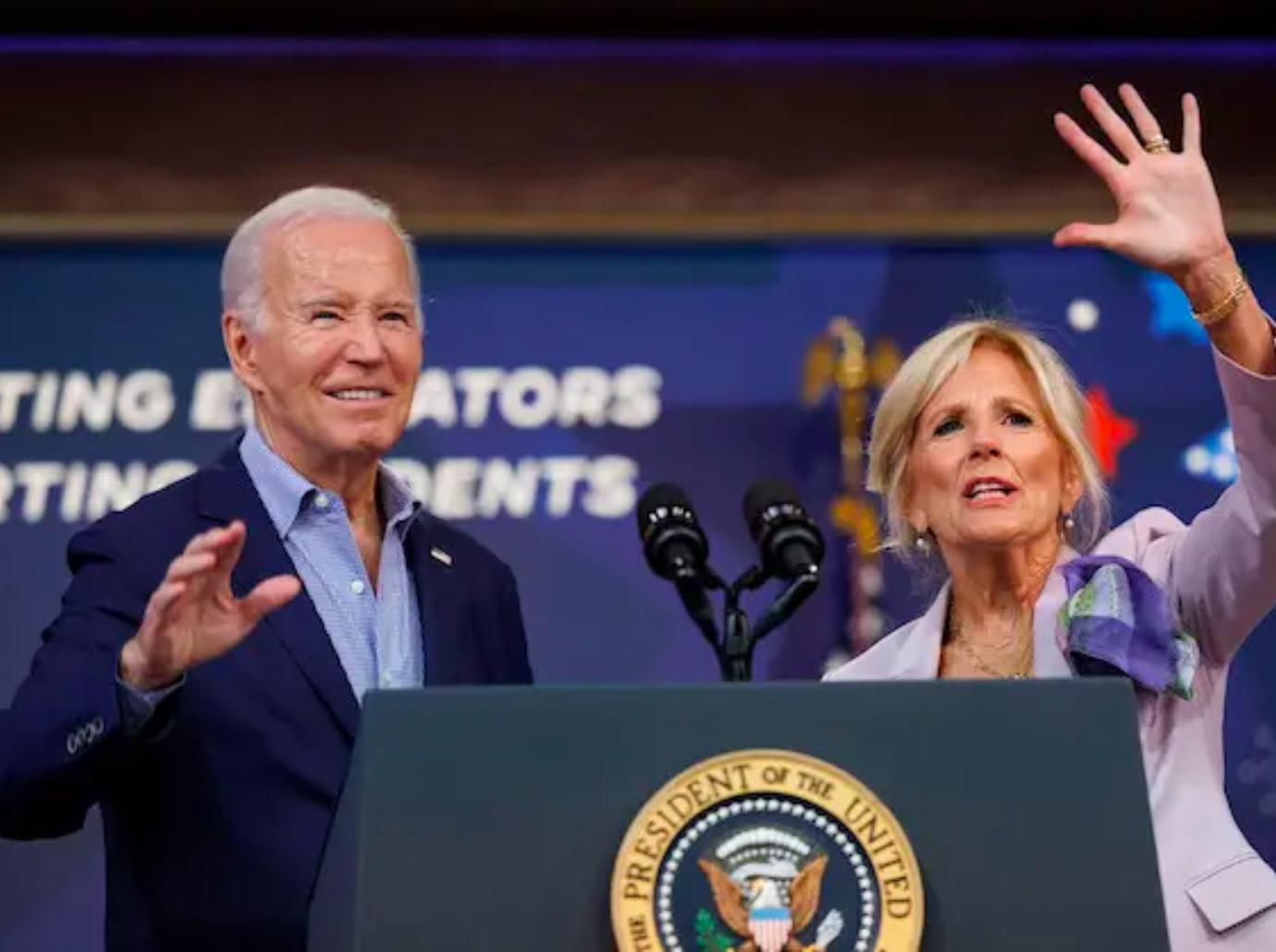 president joe biden coughing shaking students hands