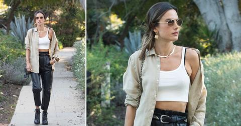 alessandra ambrosio goes for a walk around la