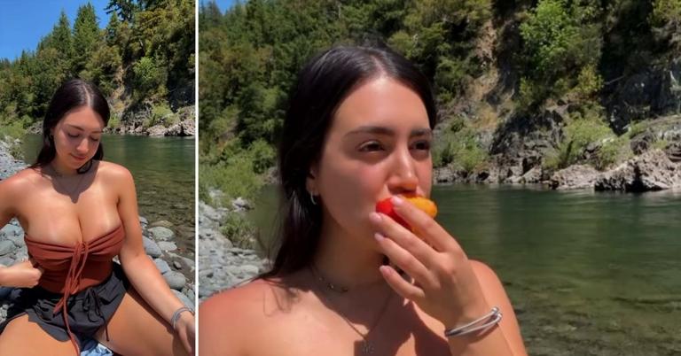Mia Monroe Eating A Peach Outdoors Has The Internet Drooling
