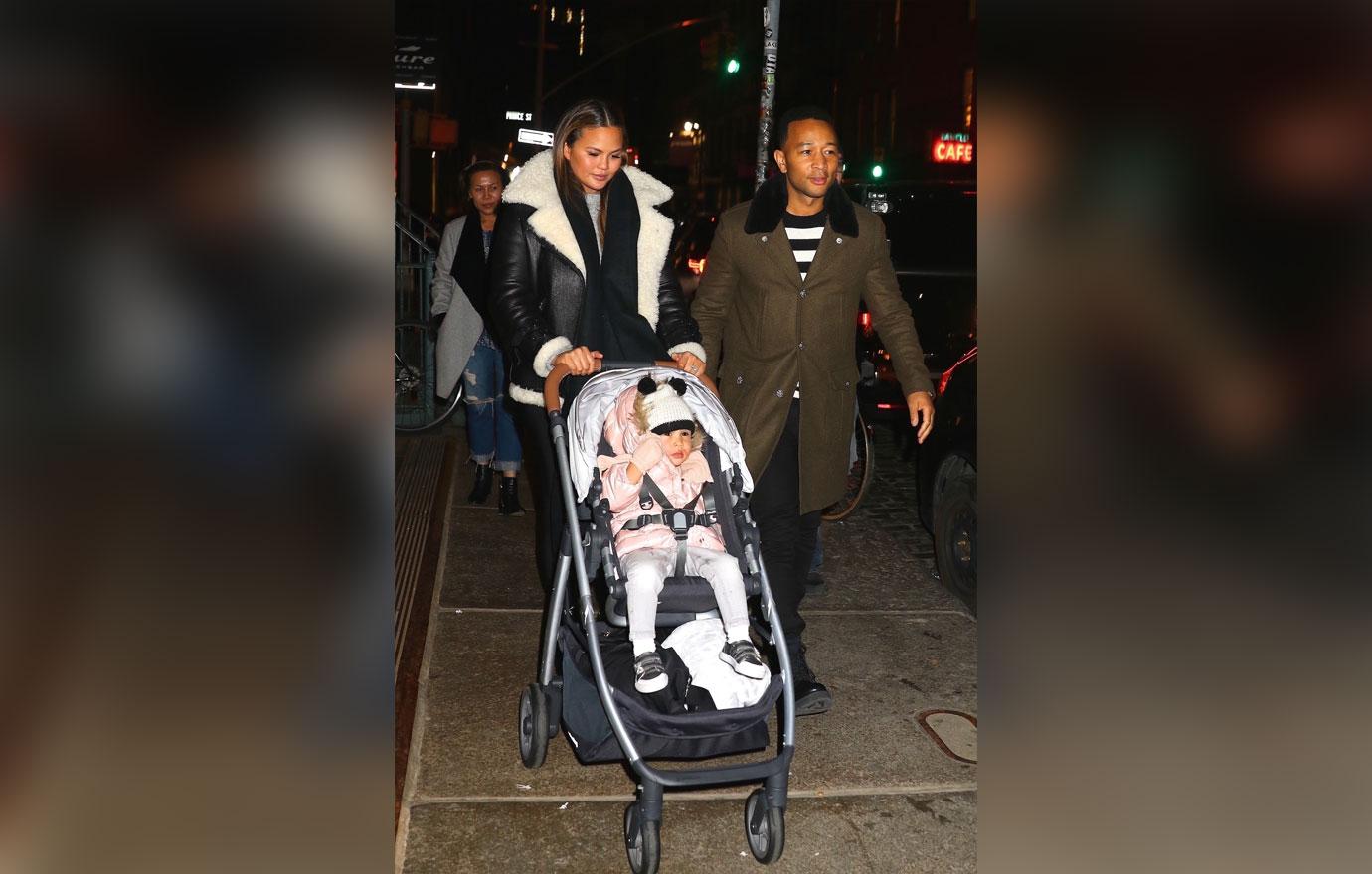 John Legend and Chrissy Teigen are spotted leaving dinner with their daughter Luna