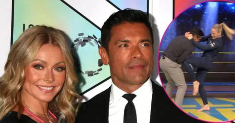 Composite photo of Kelly Ripa, Mark Consuelos and Valentina Shevchenko.