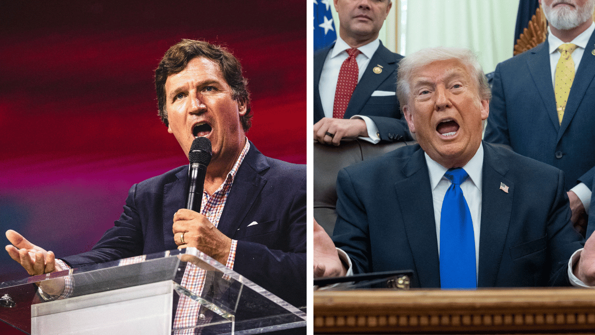 Image of Tucker Carlson called out Donald Trump's poor approval ratings.'