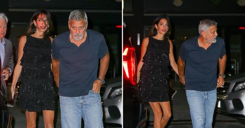 george amal clooney hold hands night out nyc pp
