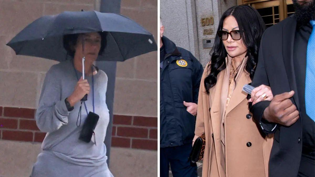 split photo of ghislaine maxwell and jen shah