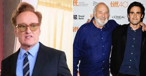 Composite photo of Conan O'Brien, Rob Reiner and Nick Reiner