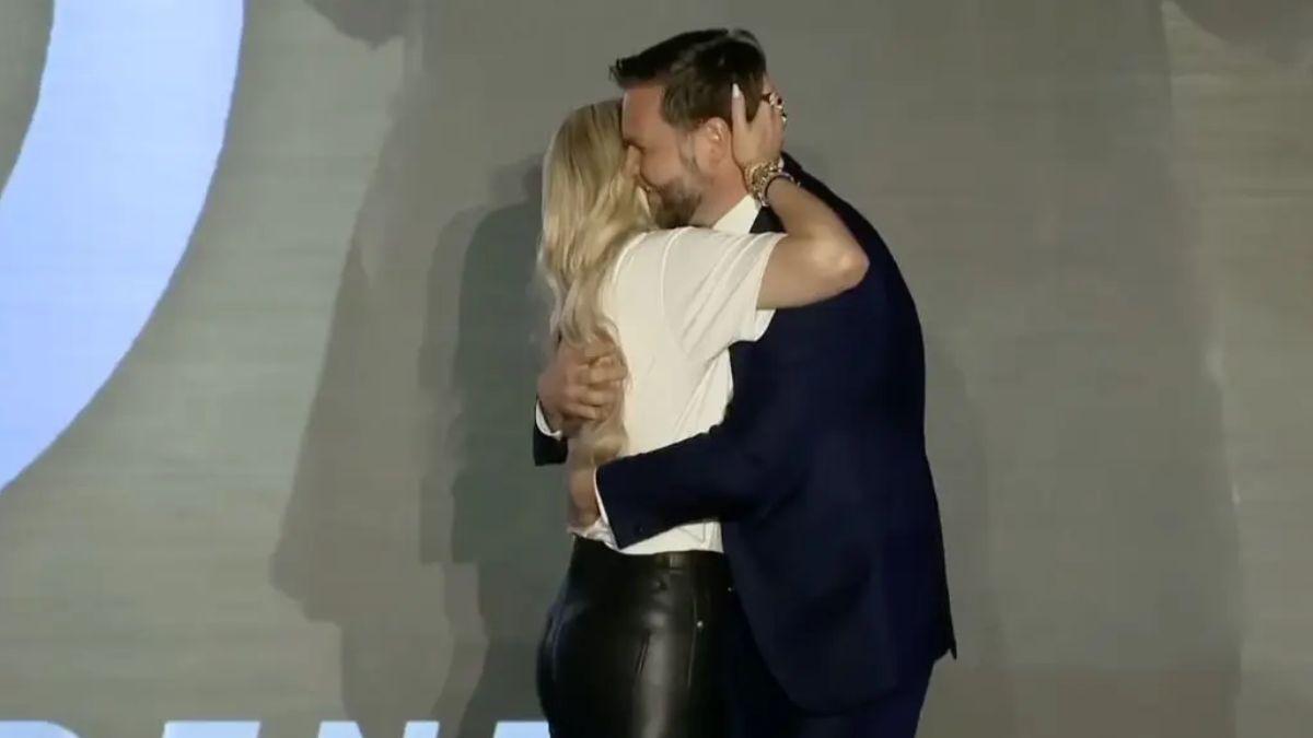 image of Erika Kirk’s hug with J.D. Vance went viral after their Turning Point USA appearance in October 2025.