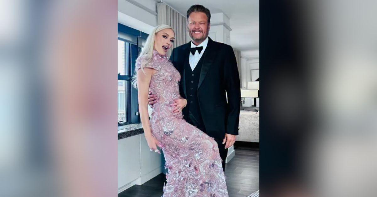 image of Gwen Stefani celebrated her fifth wedding anniversary with Blake Shelton by sharing a glamorous Instagram Reel from their special date night.