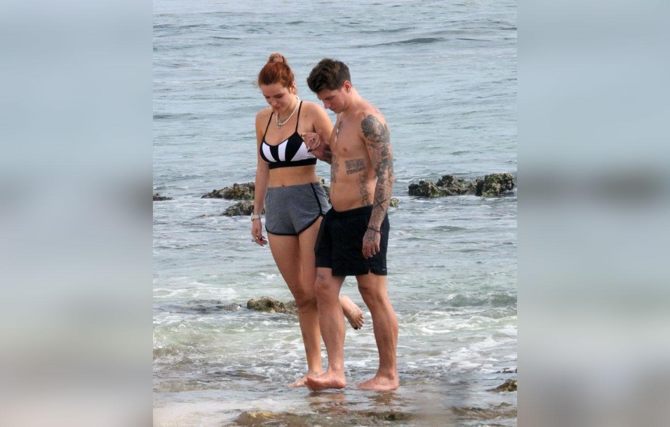 bella thorne yoga exercise boyfriend beach mexico