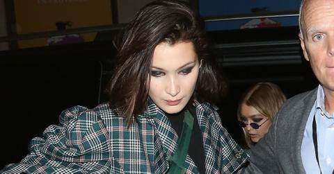 bella hadid plaid london fashion week pics long