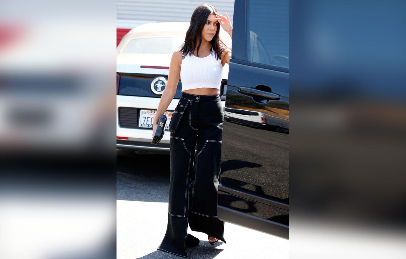 Kim Kardashian daughter North West plus sisters Khloe and Kourtney leave a bowling alley in woodland Hills, CA.