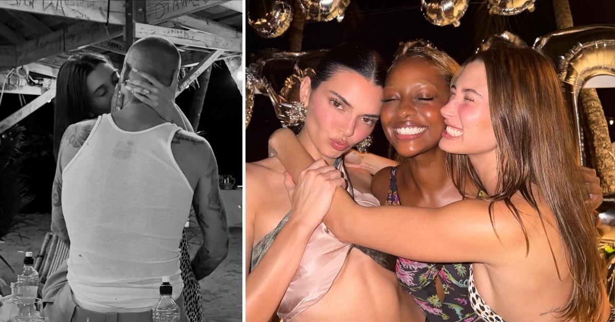 Photo of Hailey Bieber kissed husband Justin in one black-and-white snap.