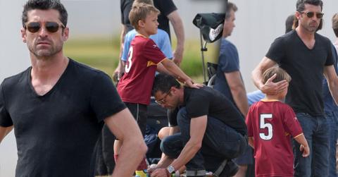 Patrick dempsey solemn watching son soccer game