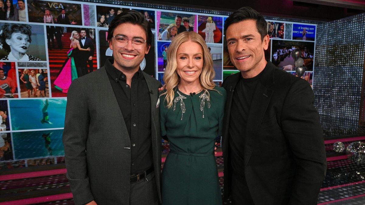 Image of Kelly Ripa was surprised by her son Michael Consuelos during the 'Live' 25th anniversary special.