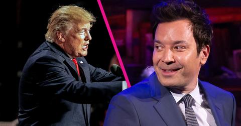 split pic of Donald Trump & Jimmy Fallon.