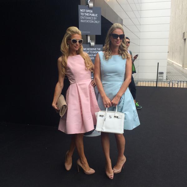 Paris Hilton Nicky Hilton Pink and Blue Dresses